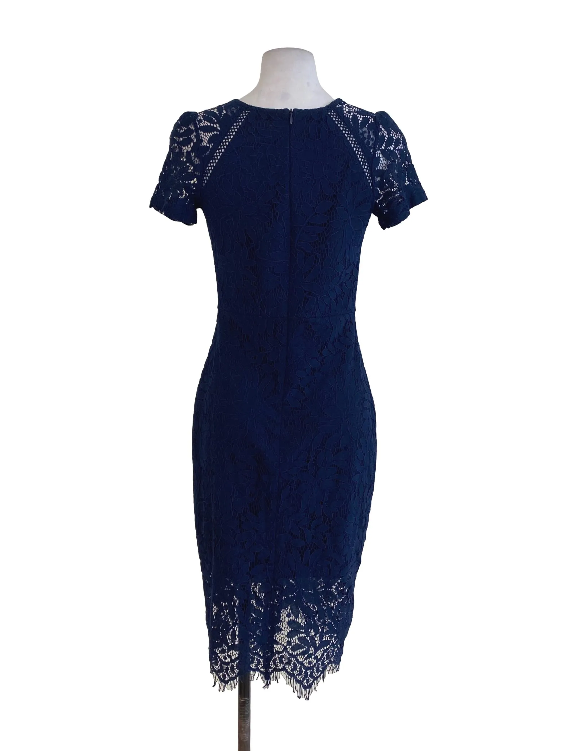 Blue Floral Laced Sheath Dress