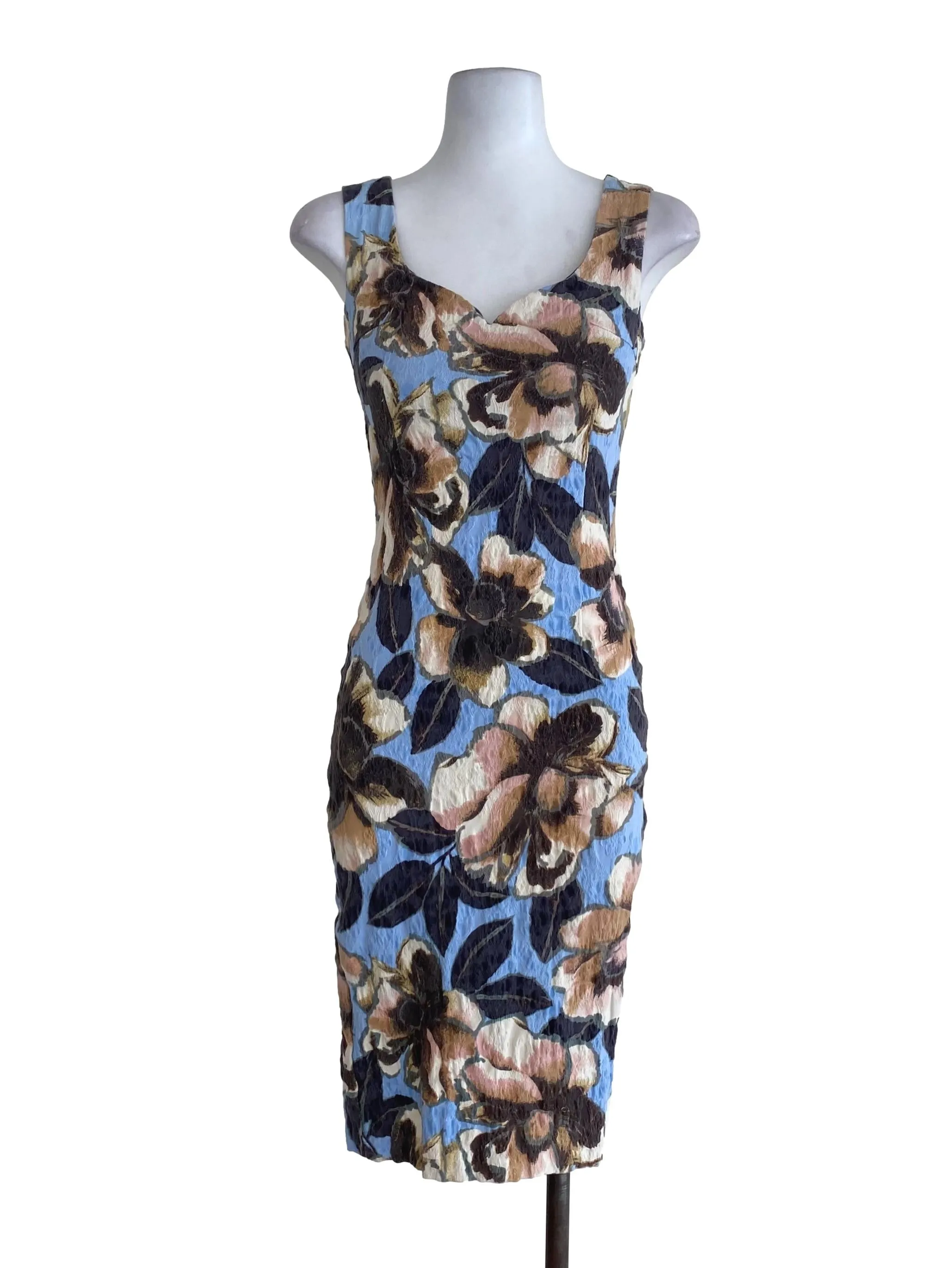 Blue Floral Sheath Dress