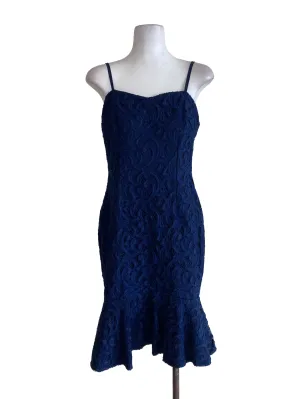 Blue Laced Sheath Dress