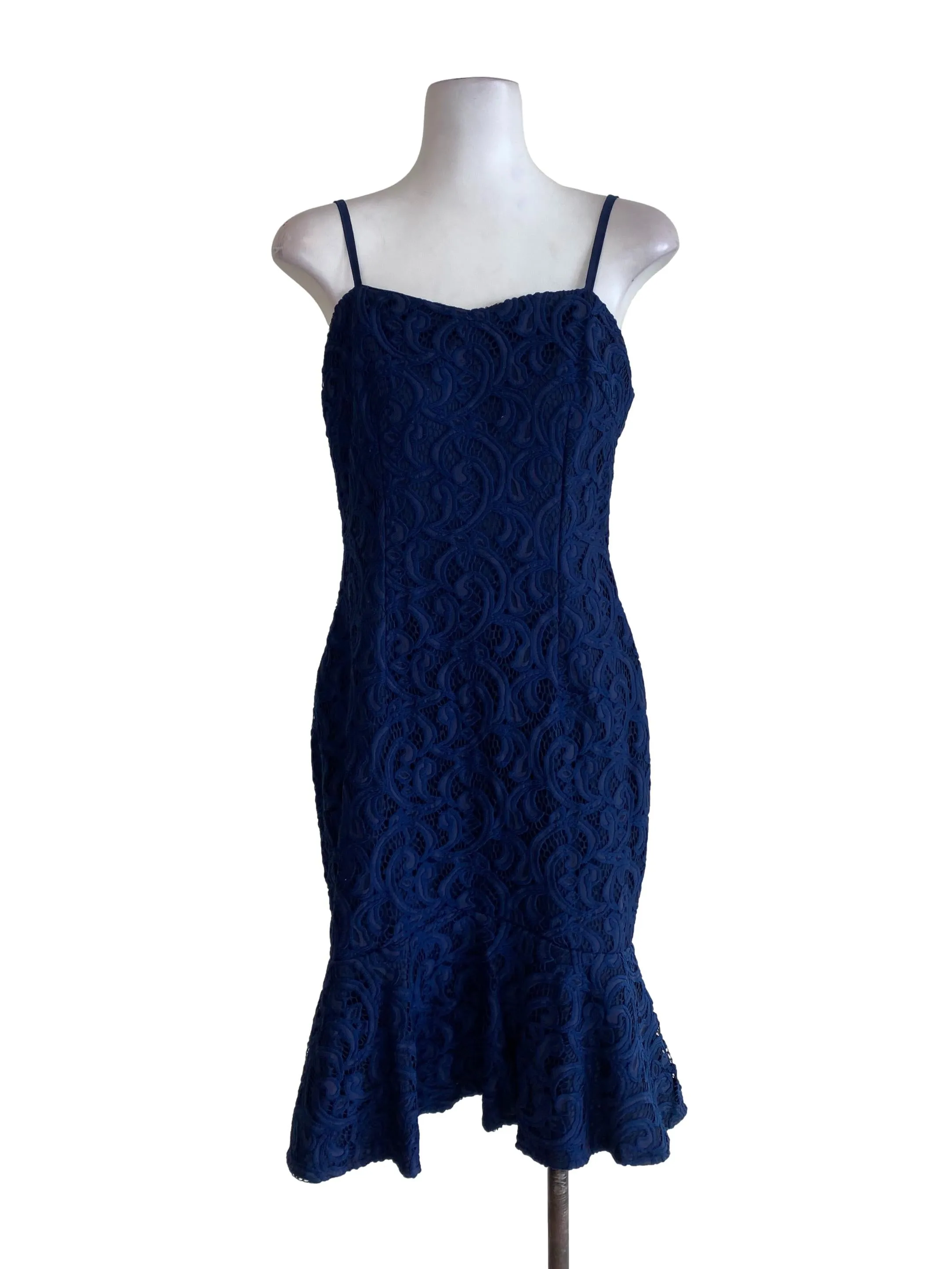Blue Laced Sheath Dress