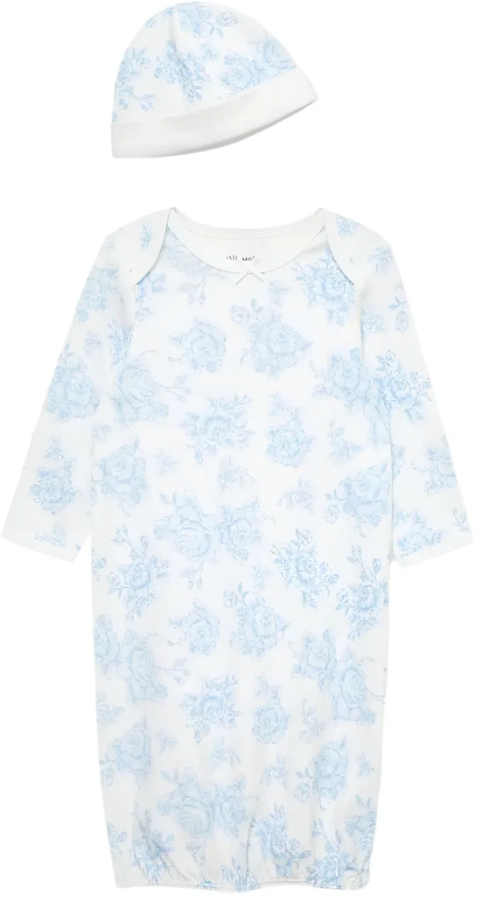 Blue Roses Sleeper Gown and Hat