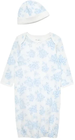 Blue Roses Sleeper Gown and Hat