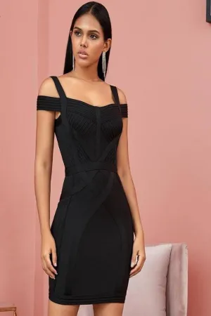 Body Contour Bustier Black Bodycon above knee Midi Dress