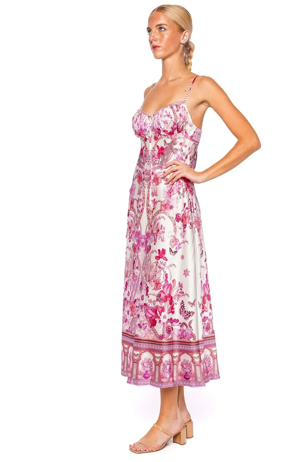 Botanical Novella Gathered Bodice Midi Dress