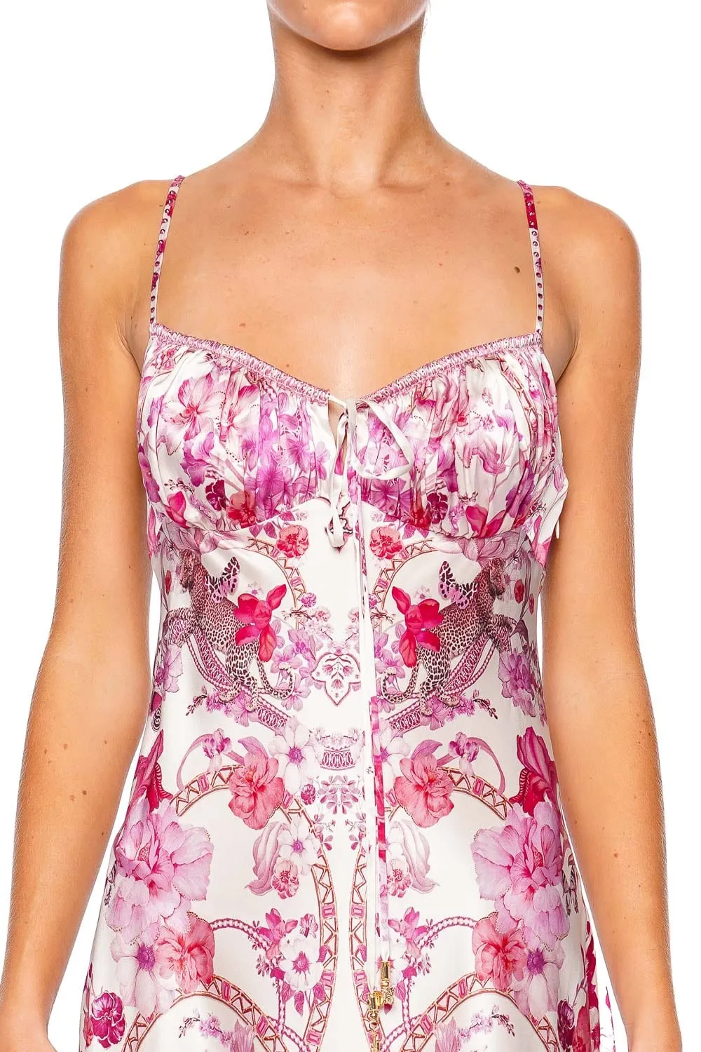 Botanical Novella Gathered Bodice Midi Dress