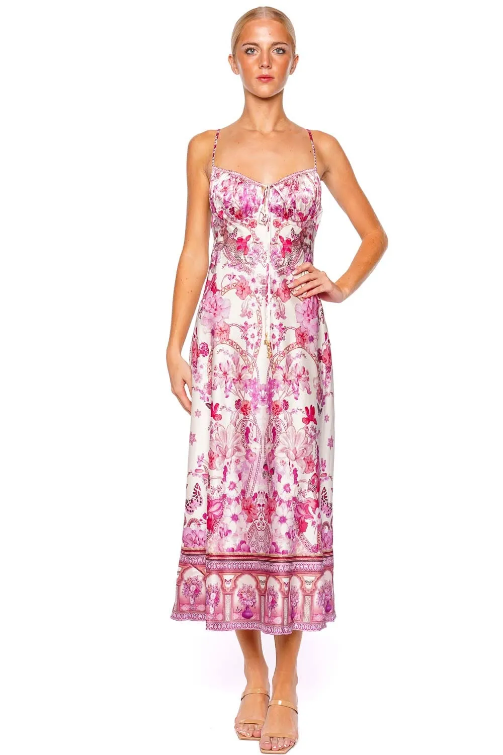 Botanical Novella Gathered Bodice Midi Dress