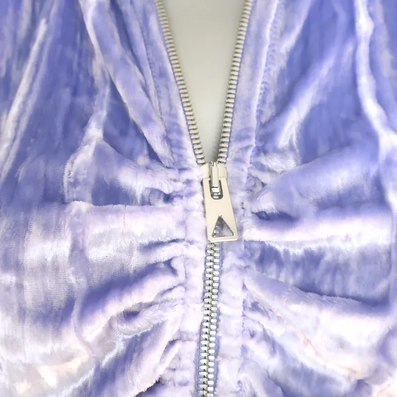 Bottega Veneta Ruched Velvet V-Neck Gown Lilac Size 38 Sleeveless Maxi Dress