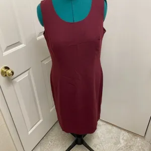 Burgundy David Warren Size 16 Sheath Dress
