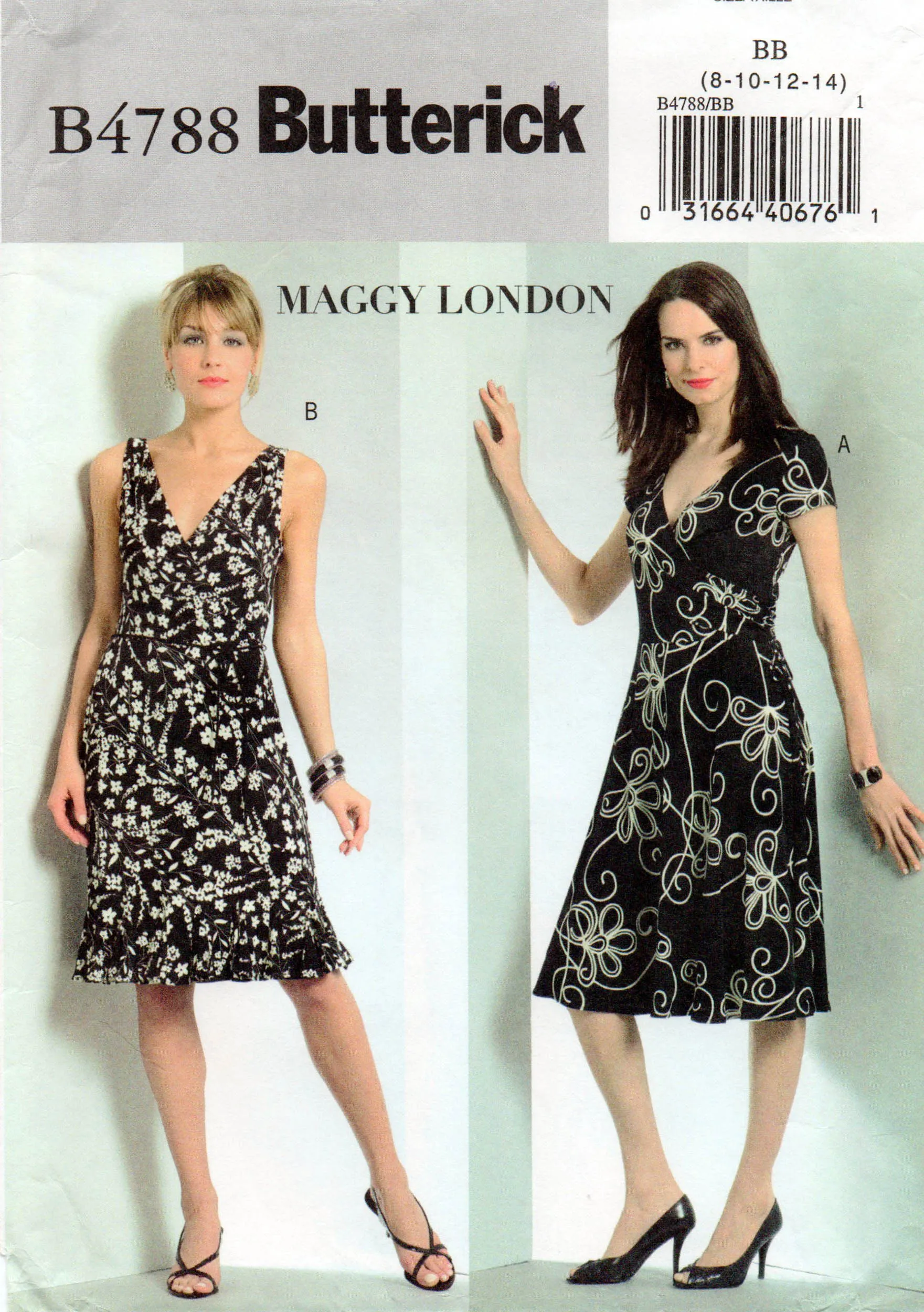 Butterick 4788 Womens MAGGY LONDON Stretch Mock Wrap Dress Out Of Print Sewing Pattern Size 8 - 14 UNCUT Factory Folded