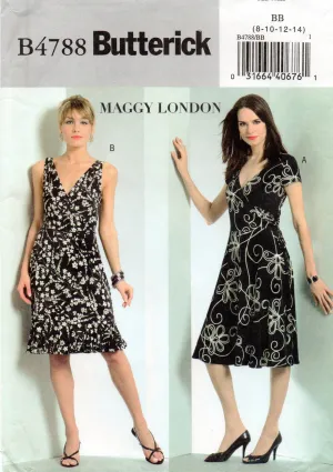 Butterick 4788 Womens MAGGY LONDON Stretch Mock Wrap Dress Out Of Print Sewing Pattern Size 8 - 14 UNCUT Factory Folded