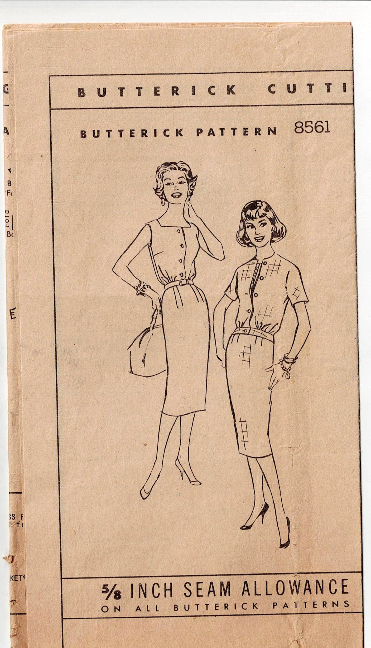 Butterick 8561 Womens Bloused Sheath Dress & Jacket 1950s Vintage Sewing Pattern Size 16 Bust 36 inches