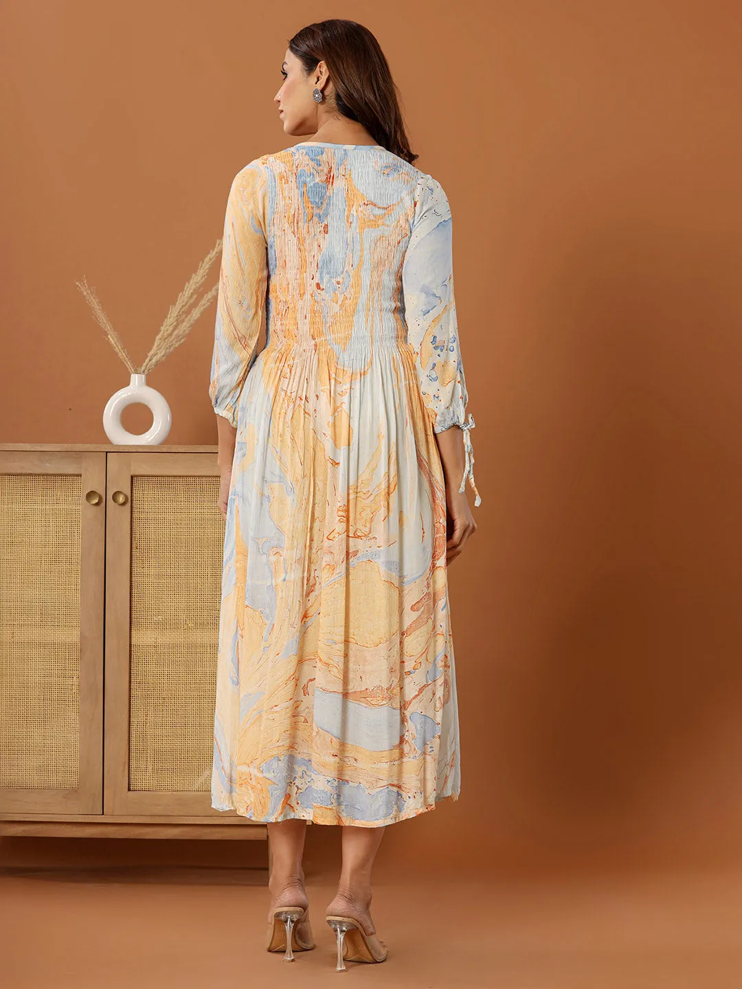 Buy Peach Comfort Fit Rayon Ethnic Dress for Women Online - Zola