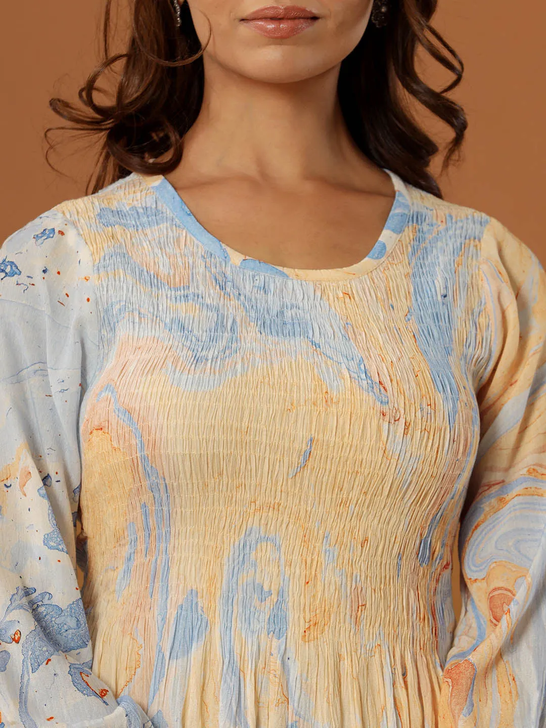 Buy Peach Comfort Fit Rayon Ethnic Dress for Women Online - Zola