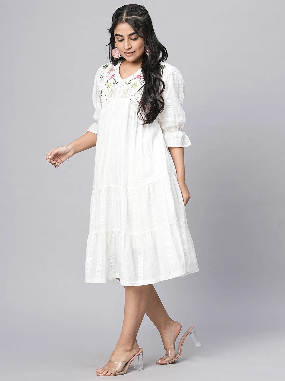 Buy White Cotton Ethnic Dress for women online in India - Zola