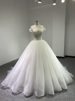 BYG luxury nice beadings wedding dress off the shoulder
