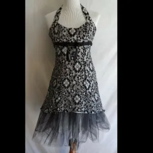 Cache Black &amp; White Lace Tulle Cocktail Dress 6 NWT