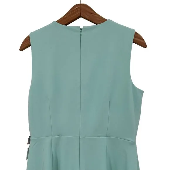 Calvin Klein 10 Drape Crepe Sheath Dress High Neck Party Wedding Guest Green New