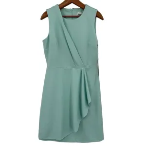 Calvin Klein 10 Drape Crepe Sheath Dress High Neck Party Wedding Guest Green New