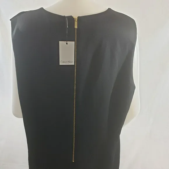 Calvin klein black scuba sleeveless ruffle dress