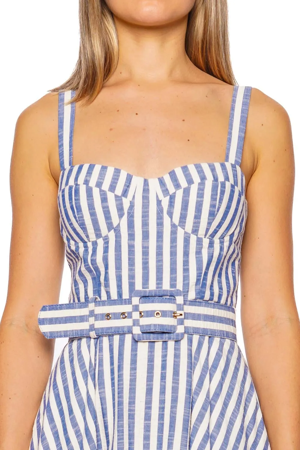 Calypso Striped Seersucker Midi Dress