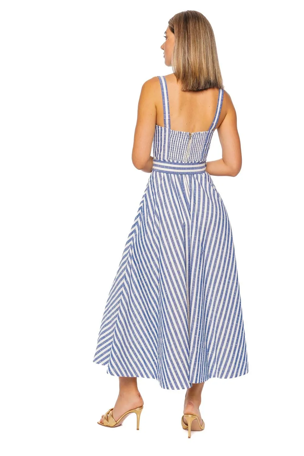 Calypso Striped Seersucker Midi Dress