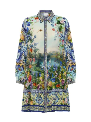 Camilla Long Sleeve Tiered Short Dress in Wall to Wall Wonders