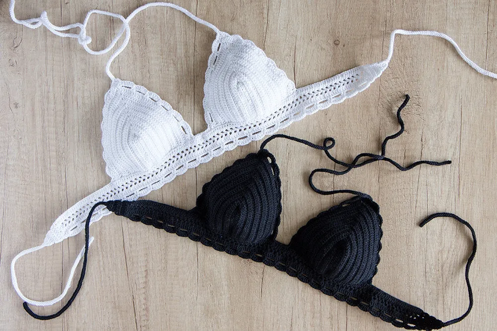 Carambola Black Crochet Swimsuit Top