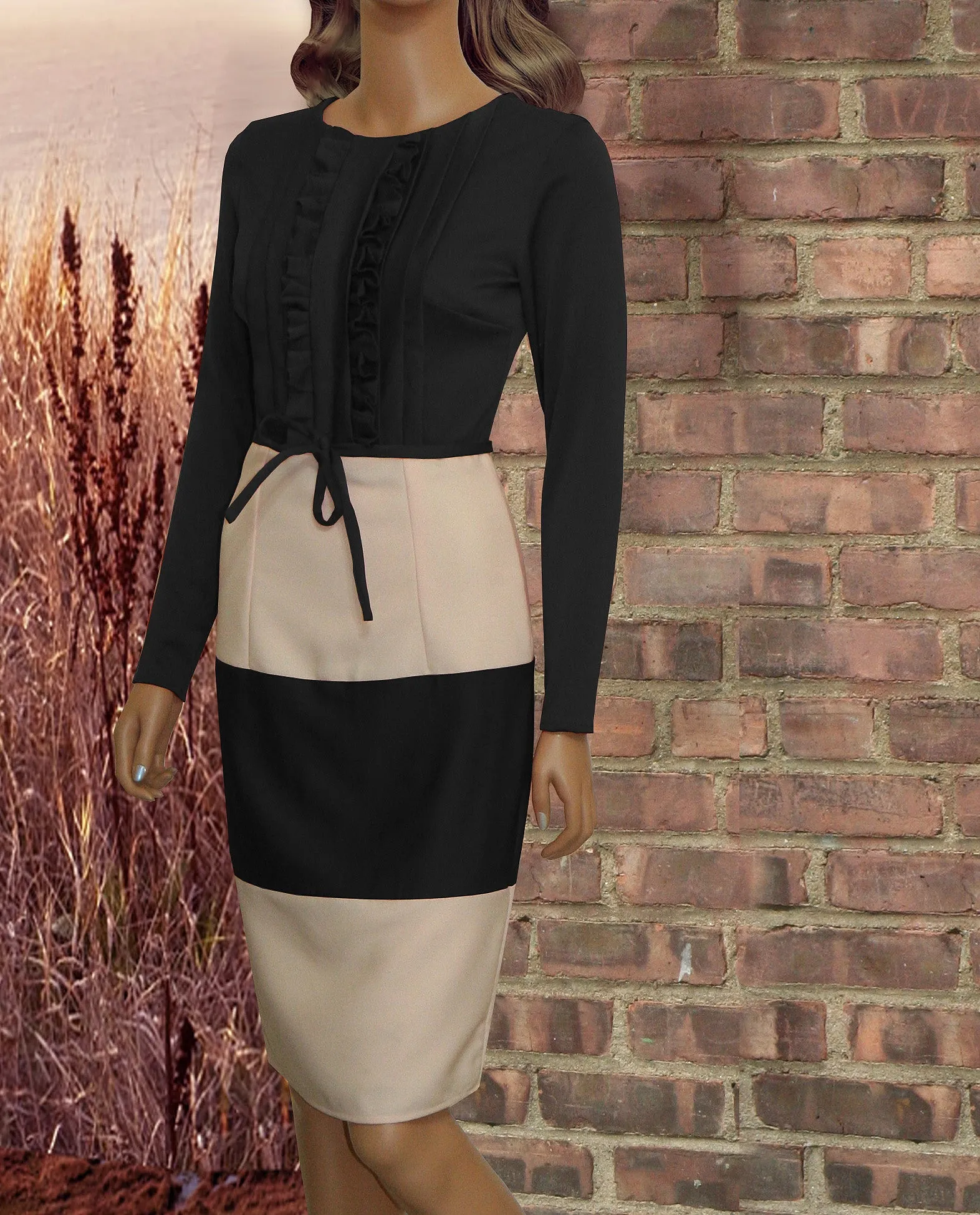 Cardiff Beige and Black Dress