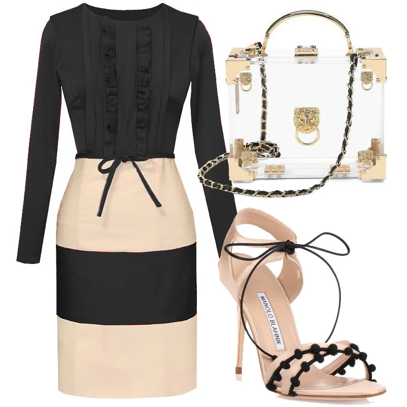 Cardiff Beige and Black Dress
