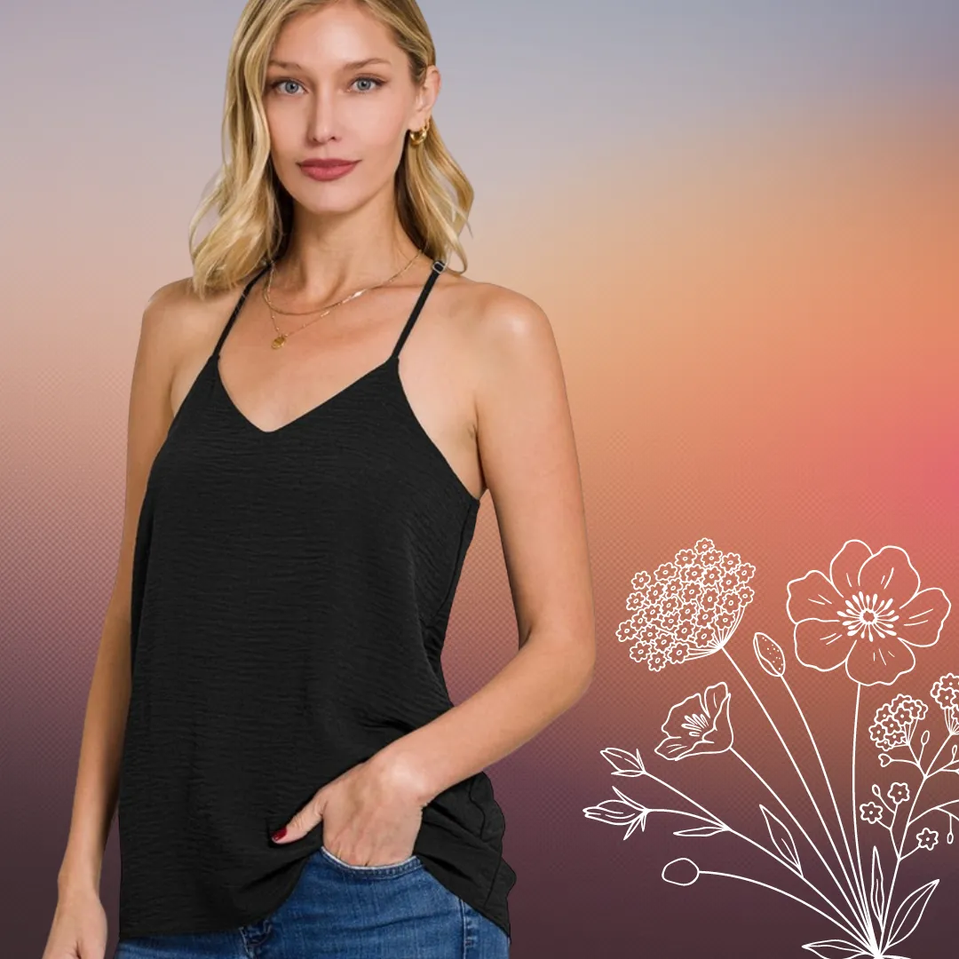 Carnival linen cami in black