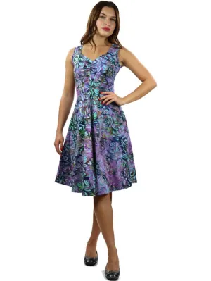 CECILE Batik Sleeveless V-Neck Flared Dress