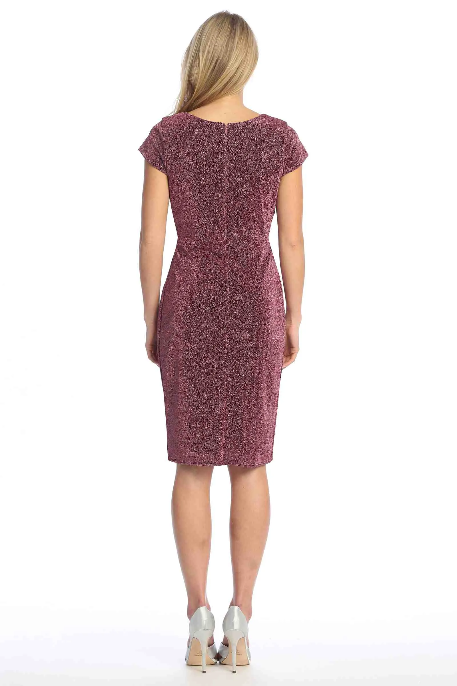 Celavie 6587-S Dress Cap Sleeves V-Neckline Knee Length Dress