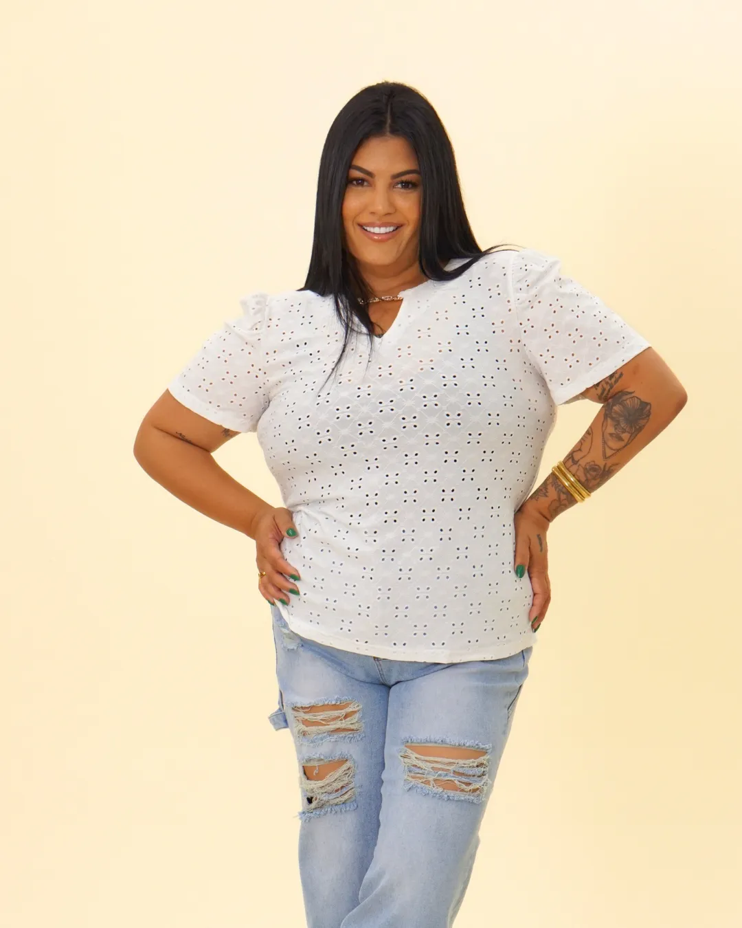 CHAIN DETAIL LACE BLOUSE