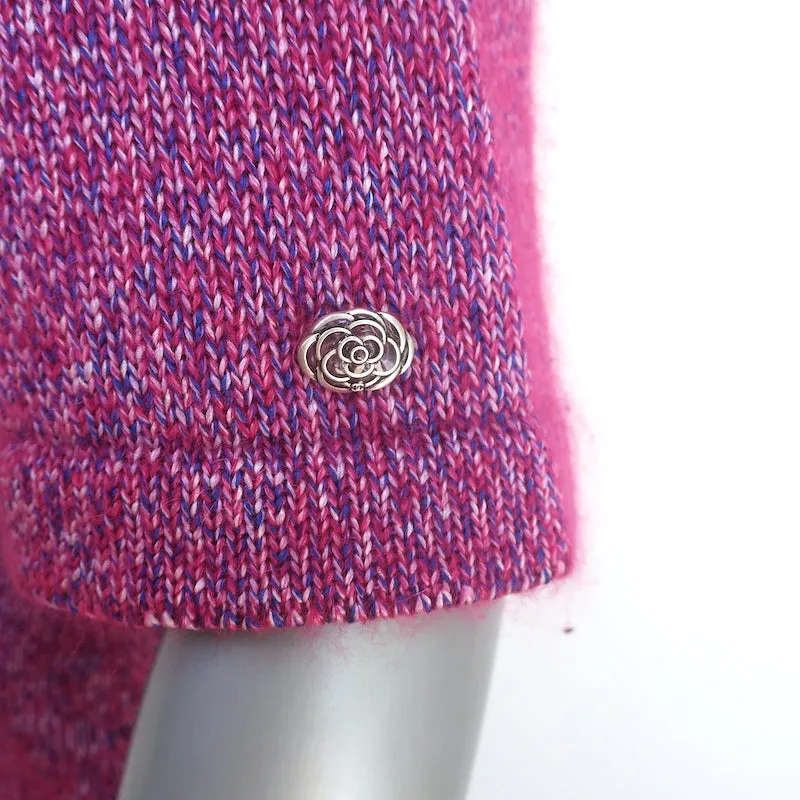 Chanel 15K Turtleneck Mini Sweater Dress Fuchsia Silk-Mohair Size 34