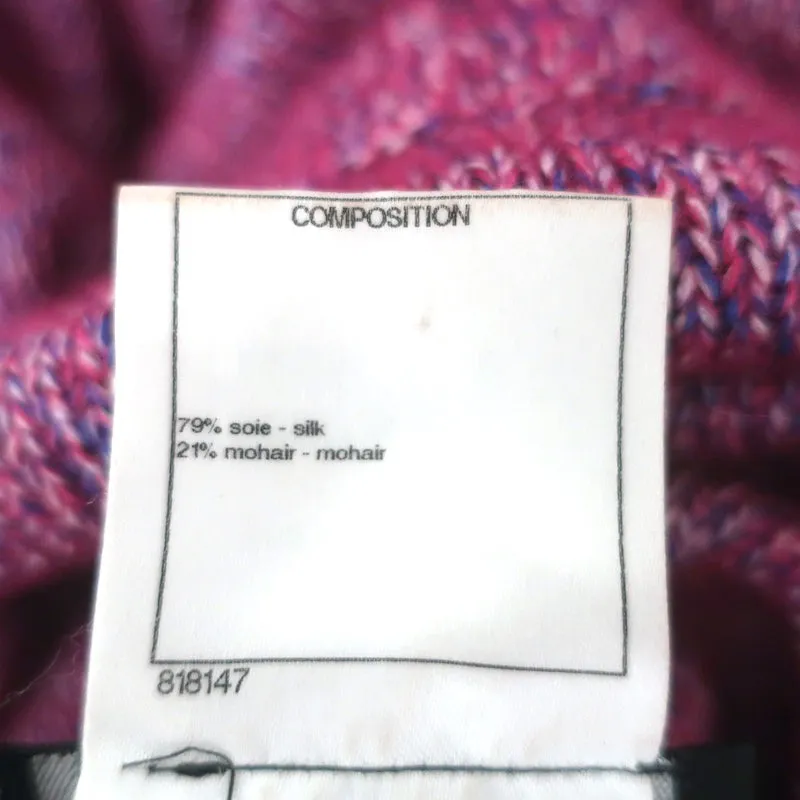 Chanel 15K Turtleneck Mini Sweater Dress Fuchsia Silk-Mohair Size 34