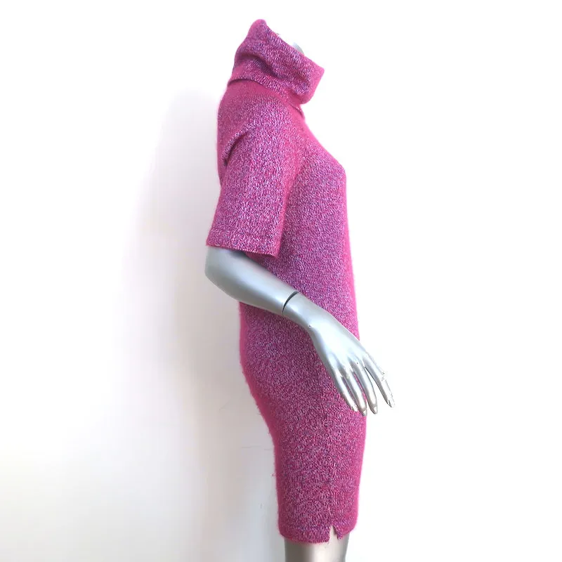Chanel 15K Turtleneck Mini Sweater Dress Fuchsia Silk-Mohair Size 34
