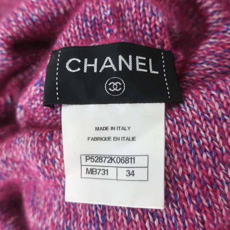 Chanel 15K Turtleneck Mini Sweater Dress Fuchsia Silk-Mohair Size 34