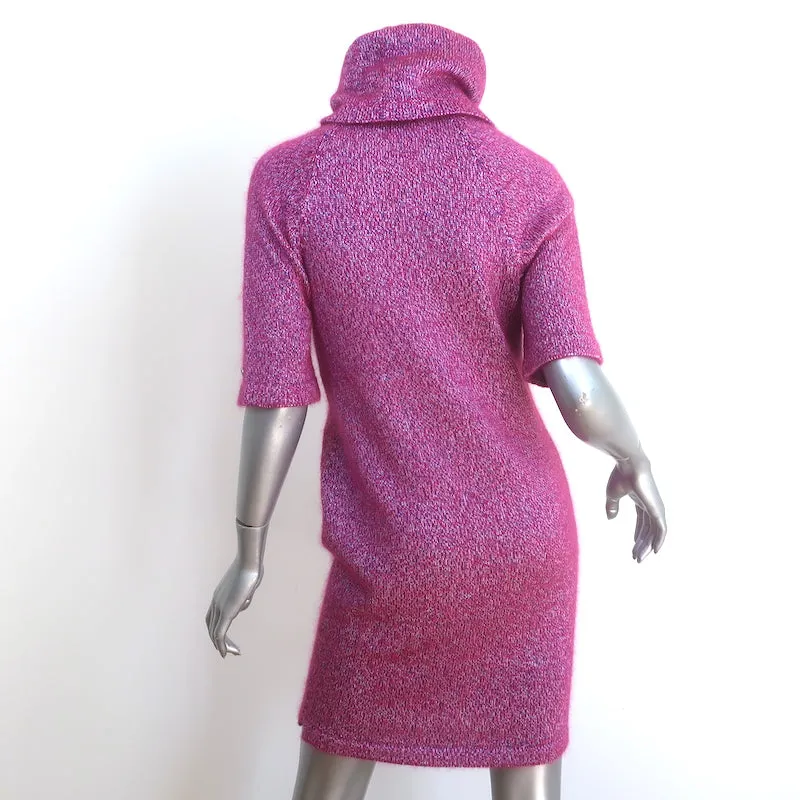 Chanel 15K Turtleneck Mini Sweater Dress Fuchsia Silk-Mohair Size 34