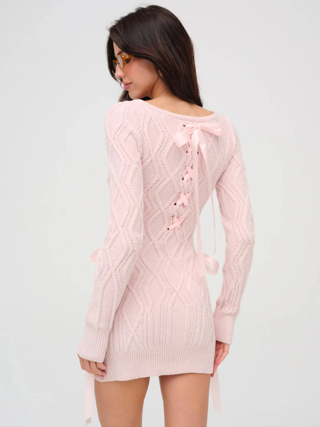 Chenille Cable Knit Mini Dress