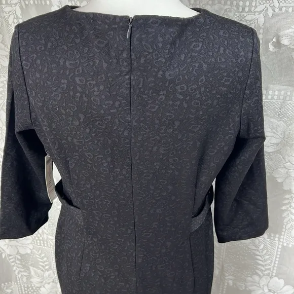 Chicos Ponte Jacquard Sheath Zipper-Detail Dress Animal Chetah Print Dress