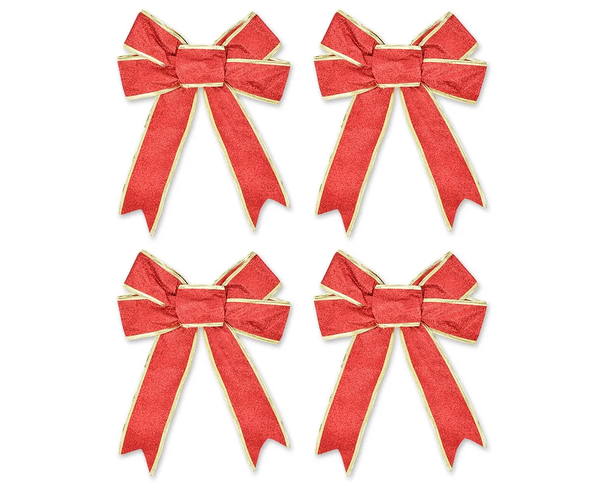 Christmas Party Decoration Ornaments 4 Pcs 10'' Glitter Bows