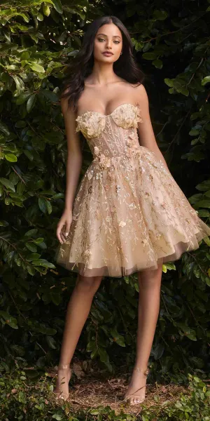 Cinderella Divine 9243 Strapless A-Line Short Dress