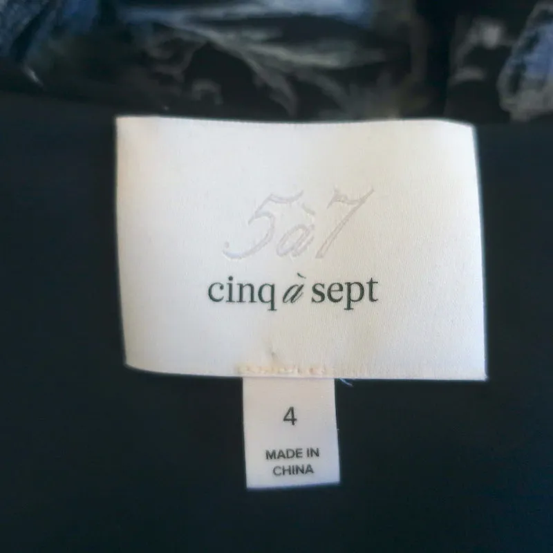 Cinq a Sept Goldie One-Shoulder Cutout Dress Navy Floral Print Chiffon Size 4
