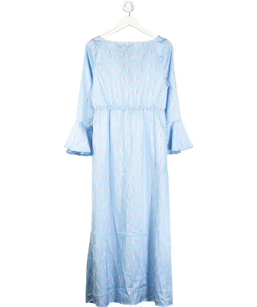 Cinta Blue Flared Sleeve Satin Dress UK L