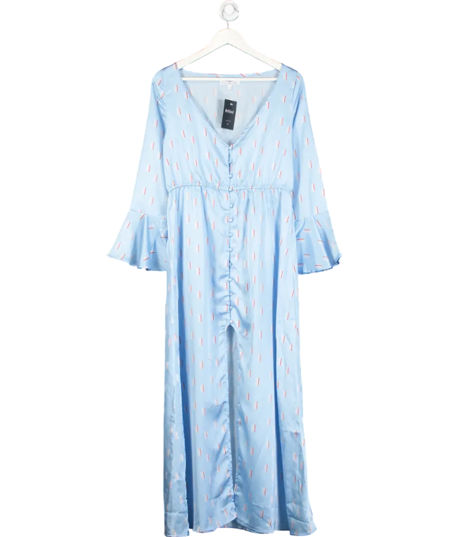 Cinta Blue Flared Sleeve Satin Dress UK L