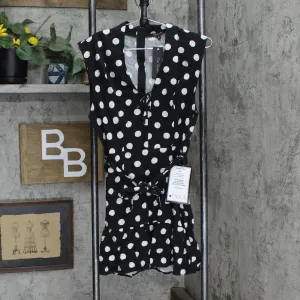 City Studio Womens Belted Tie Front Fit & Flare Dress 4886-FC8A Black / White 15