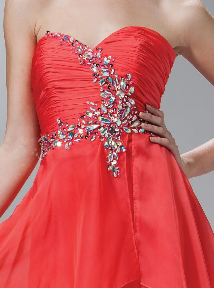 CLEARANCE - Cinderella Divine 788 Flared Strapless Embellished Short Dress (Size 8)