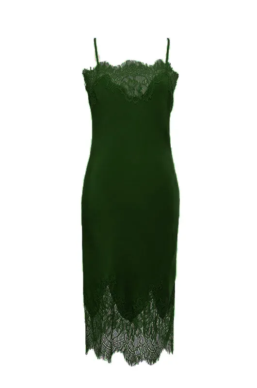 Coco Lace Silk Dress Hunter