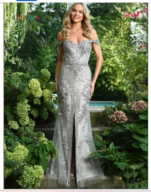 Colors Dress J131  Corded Lace Applique And Stone Tape Decorated