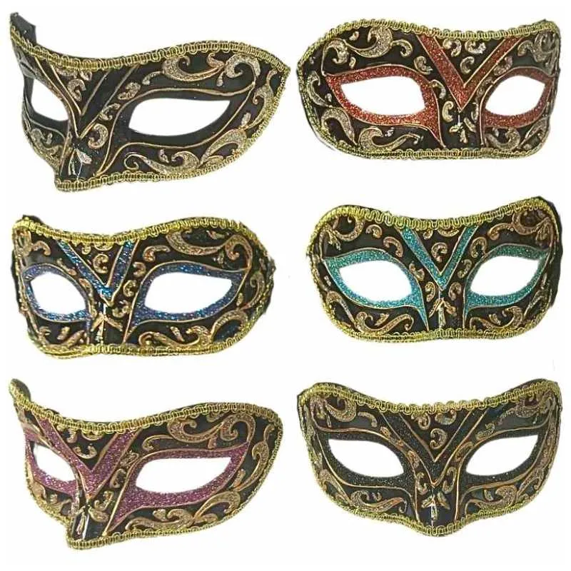 Colourful Glitter Masquerade Mask - Asst Colours